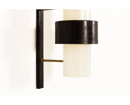 Wall lights black brass and perspex edition Arlus 1950 set of 2