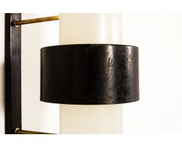 Wall lights black brass and perspex edition Arlus 1950 set of 2