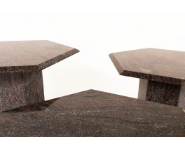 Tables basses en granit modèle hexagonal 1980 set de 3