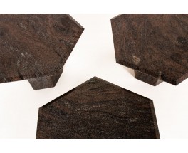 Tables basses en granit modèle hexagonal 1980 set de 3