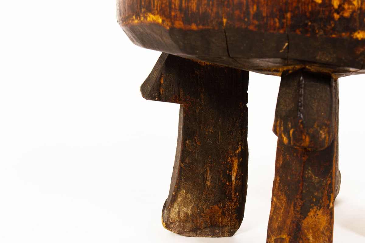 Tabouret monoxyle petit modèle en bois design africain