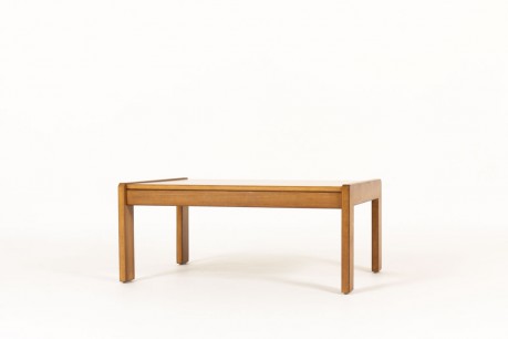 Andre Sornay coffee table large model tinted beech and burgundy laminate 1960