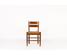 Chairs in oak and straw seat 1950 set of 6