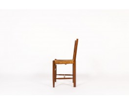 Chairs in oak and straw seat 1950 set of 6