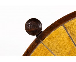 Table basse Roger Capron modèle Astrologique chêne et céramique 1950