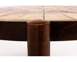 Roger Capron coffee table model Astrological oak and ceramic 1950