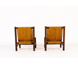 Armchairs in ash and straw 1950 set of 2