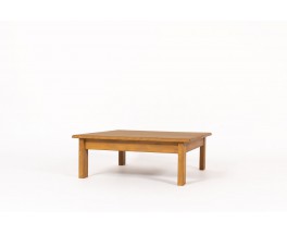 Table basse carrée André Sornay hêtre teinté et plateau stratifié 1960