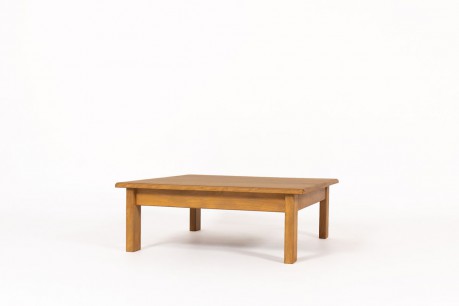 Table basse carrée André Sornay hêtre teinté et plateau stratifié 1960