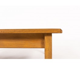 Table basse carrée André Sornay hêtre teinté et plateau stratifié 1960