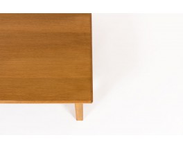 Table basse carrée André Sornay hêtre teinté et plateau stratifié 1960