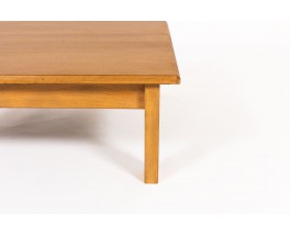 Table basse carrée André Sornay hêtre teinté et plateau stratifié 1960