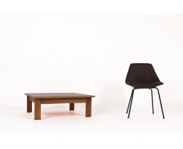 Table basse carrée André Sornay hêtre teinté et plateau stratifié 1960