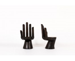 Armchairs model Hand in wood 1950 set of 2