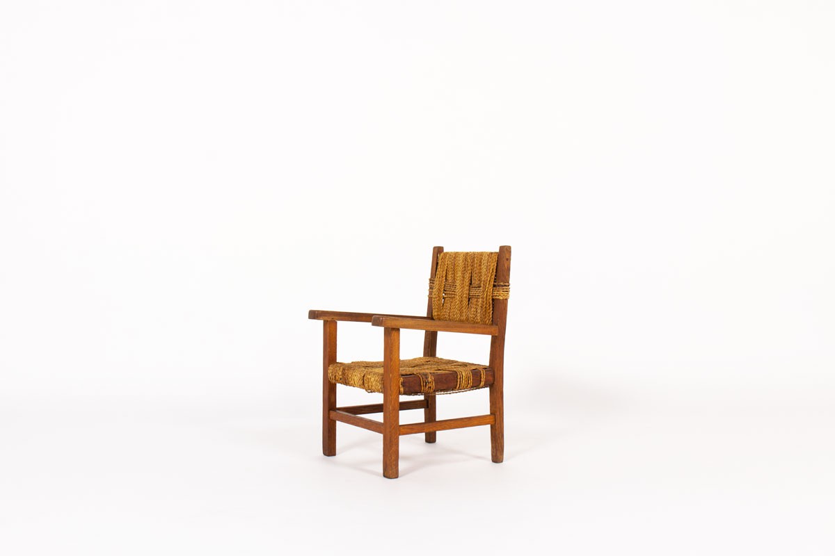 Armchair for kids in oak and rope 1950