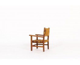 Fauteuil enfant en chêne et corde 1950