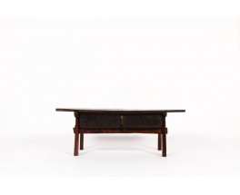 Folk art coffee table in oak brutalist design 19th century