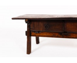 Folk art coffee table in oak brutalist design 19th century