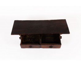 Folk art coffee table in oak brutalist design 19th century