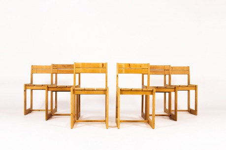 Andre Sornay chairs in pine 1960 set of 6