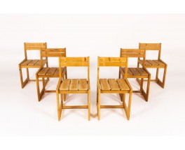 Andre Sornay chairs in pine 1960 set of 6