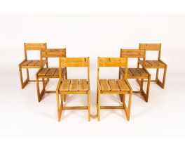 Chaises André Sornay en pin 1960 set de 6