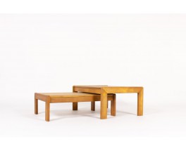 Andre Sornay nesting coffee tables in tinted beech 1960 set of 2