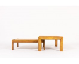 Tables basses gigognes André Sornay hêtre teinté 1960 set de 2