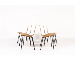 Chaises Pierre Guariche modèle Papyrus édition Steiner 1950 set de 6