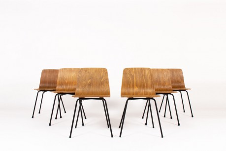Pierre Guariche chairs model Papyrus edition Steiner 1950 set of 6