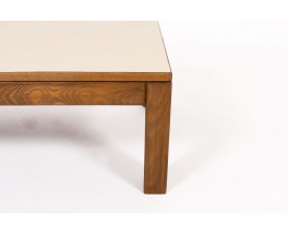 Table basse rectangulaire André Sornay hêtre teinté et stratifié beige 1960