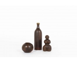 Brown ceramic accessories 1950 set of 3