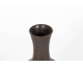 Vase bouteille en grès marron 1950