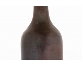 Vase bouteille en grès marron 1950