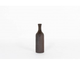 Vase bouteille en grès marron 1950