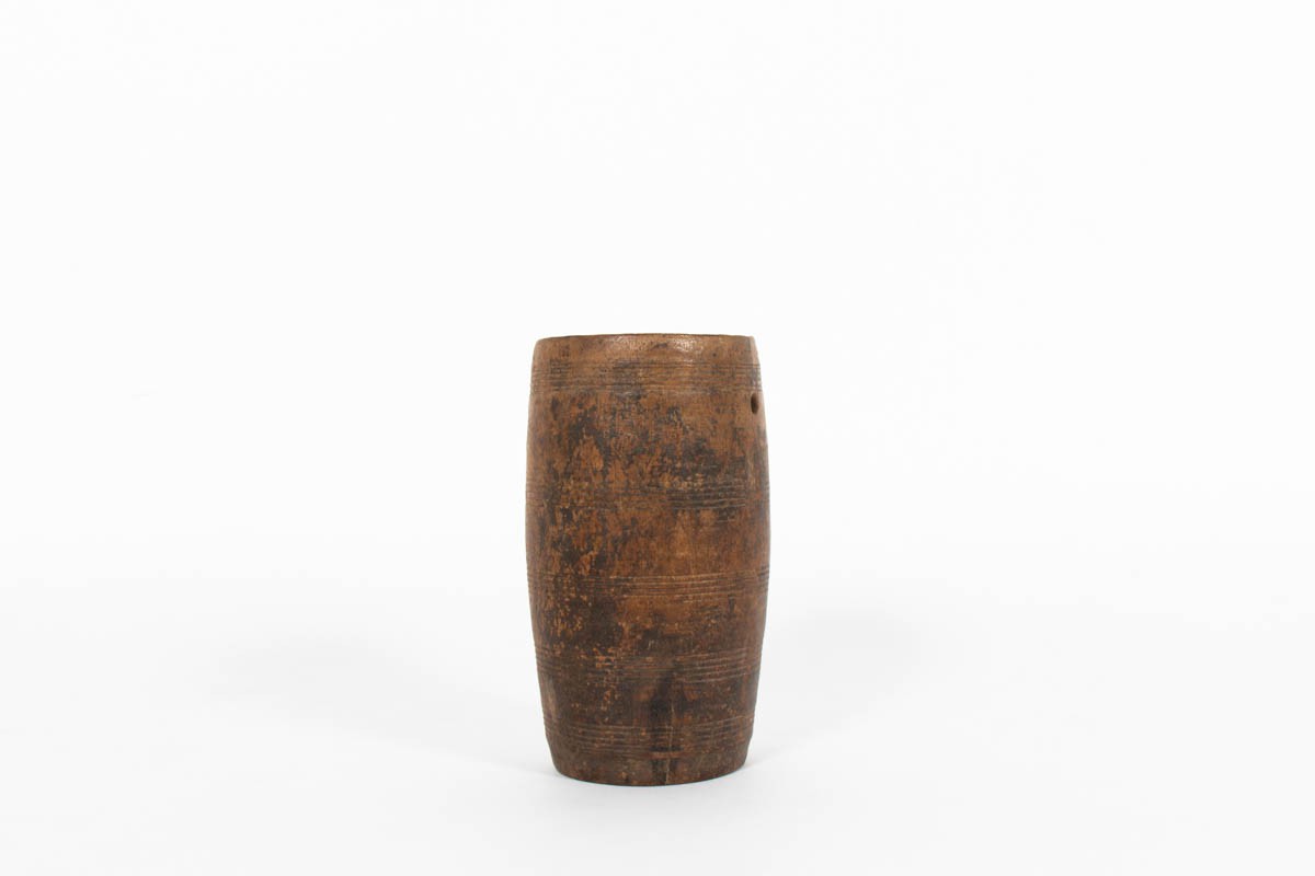 Vases en bois sculpté Art Populaire début XIXème siècle set de 3