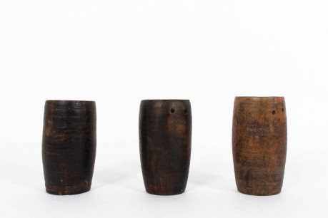 Folk Art carved wooden vases early 19th century set of 3
