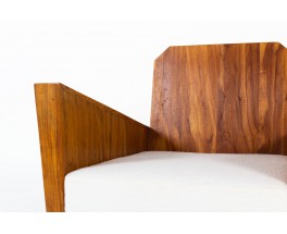 Armchairs in mahogany and Maison Thevenon fabric Brazilian design 1950 set of 2