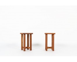 Stools in mahogany 1950 set of 2