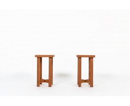 Stools in mahogany 1950 set of 2