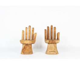 Monoxyl armchairs model Hand raw wood 1950 set of 2