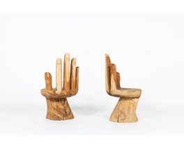 Monoxyl armchairs model Hand raw wood 1950 set of 2