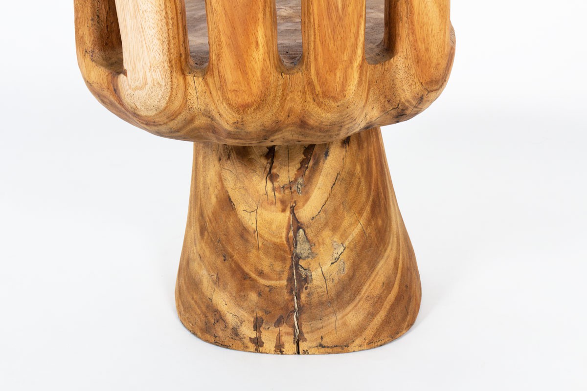 Monoxyl armchairs model Hand raw wood 1950 set of 2