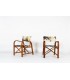 Folding armchairs in beech and cowhide seat 1950 set of 2