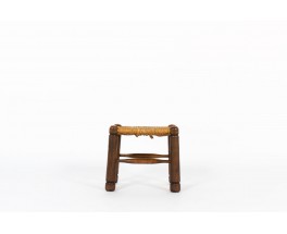 Tabouret chêne et assise paillée 1950