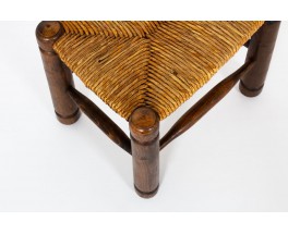 Tabouret chêne et assise paillée 1950