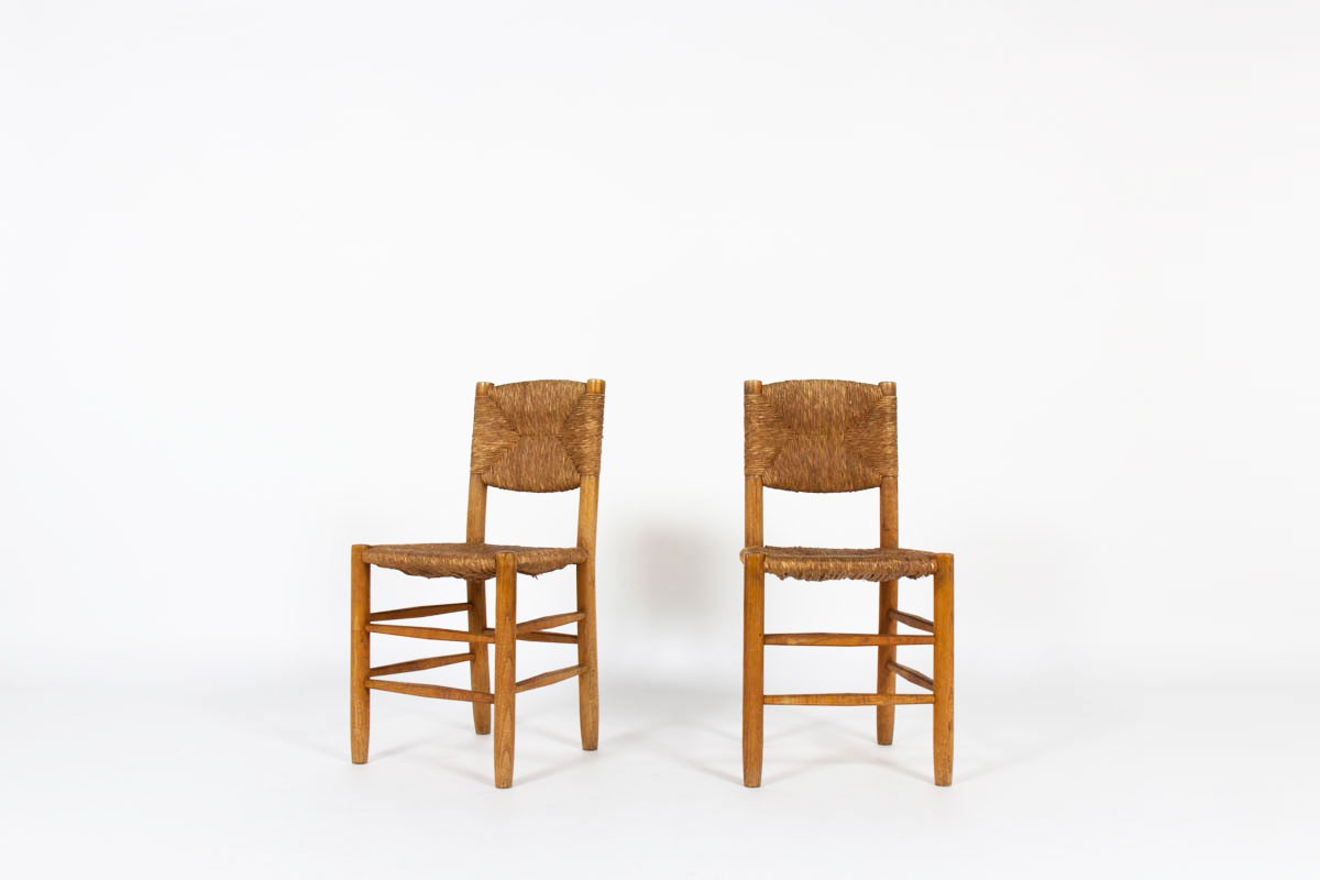 Charlotte Perriand chairs model Bauche n°19 edition Steph Simon 1950 set of 2