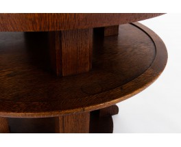 Round oak pedestal table Art Deco design 1930