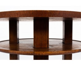 Round oak pedestal table Art Deco design 1930