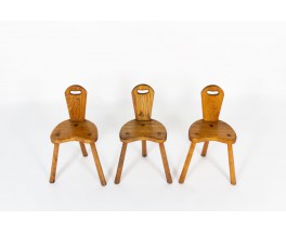 Chairs in oak brutalist design 1950 set of 3